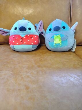 Squishmallow Disney Stitch Plush Pair - Light Blue with Red and Green Accent 8"
